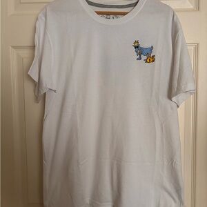 White T-Shirt with GOAT Graphic